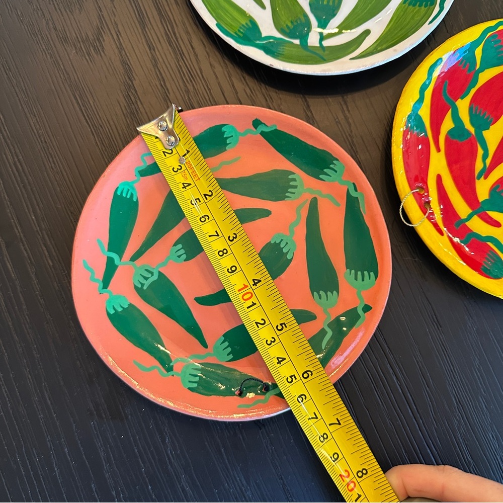 Set of 3 Chili Pepper Hand-painted Plates, Wall Hanging Art‎ from Mexico - Picture 6 of 7